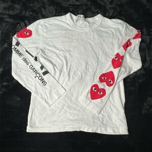 COMME des GARCONS PLAY Long Sleeve T-Shirt size M White Red Logo Heart